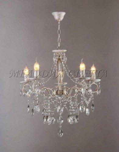 Люстра потолочная пятирожковая на цепочке Мелодия Света Е27 220В Белая  картинка 